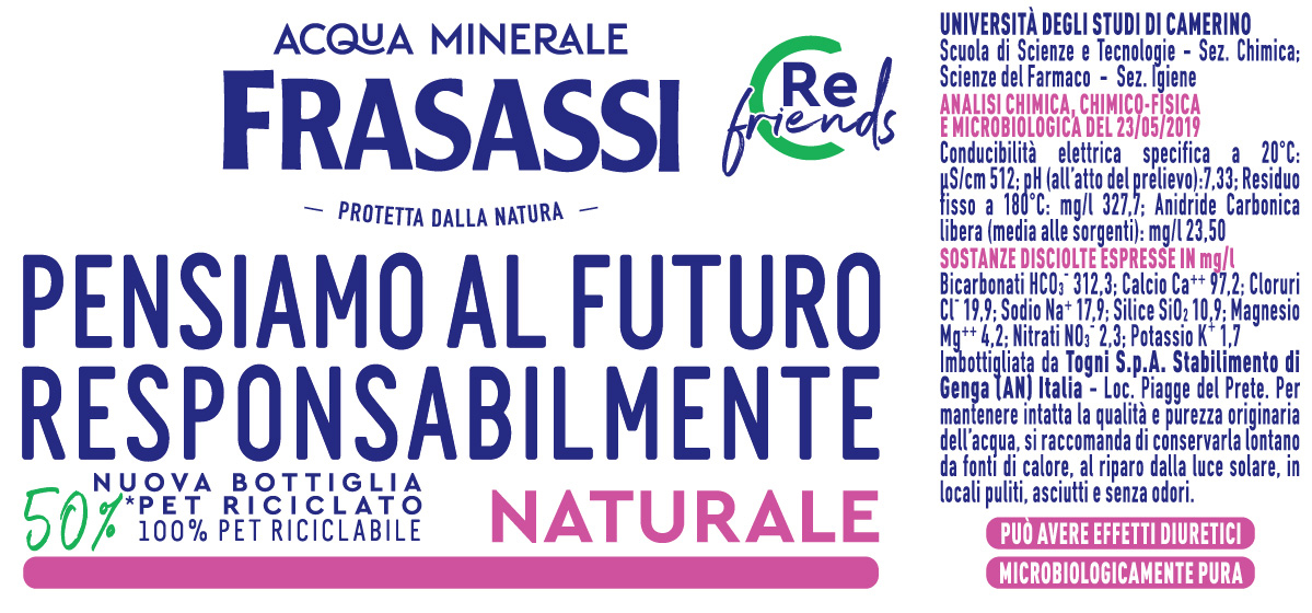  Etichetta Acqua Frasassi - Residuo fisso acqua tabella